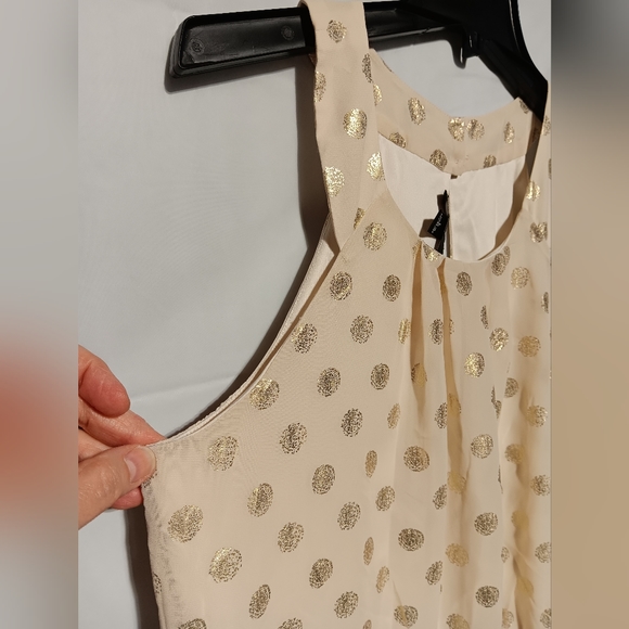iZ Byer EUC Women's Dressy Tank, Size Large. Champagne Colored & Gold Dots - Picture 4 of 9